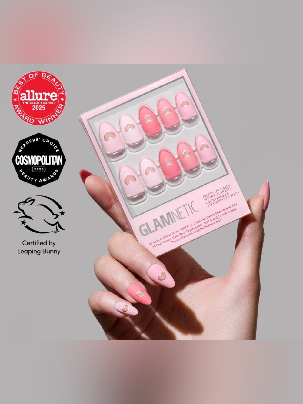 Glamnetic Short Almond Press-On Nails MATTE IN LOVE NIB